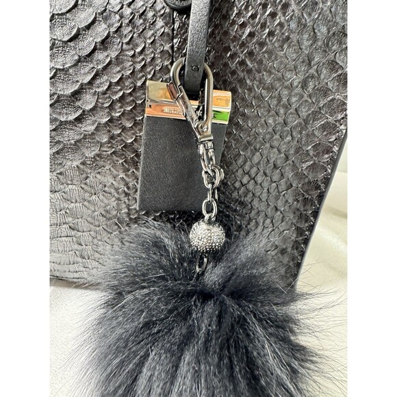 RARE 2015 Michael Kors GRACIE Large Genuine Python Leather Tote Graphite/Black - Picture 4 of 16